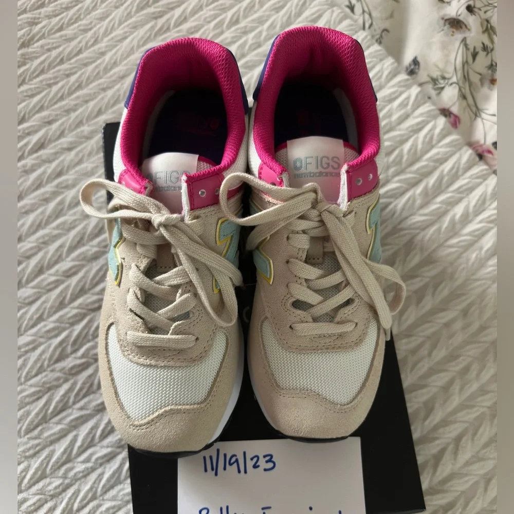Figs Women's Beige, White & Pink Athletic Sneakers